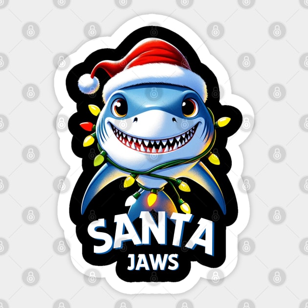 Santa Jaws - Christmas shark Sticker by MadeBySerif